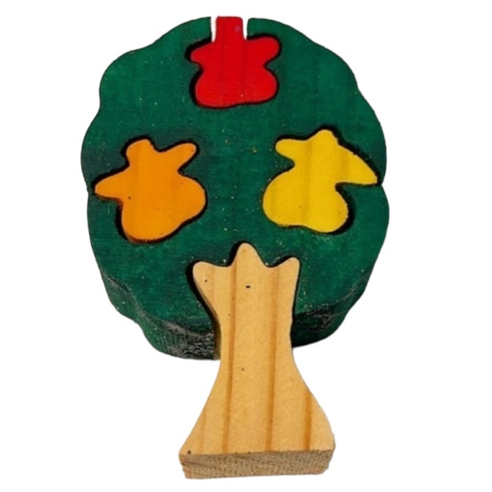 Vintage handmade wooden 3D standing decorative fruit tree puzzle